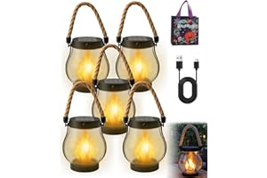 INENDLY Kaliqo Solar Lantern Outdoor Lights - Official, Waterproof Kaliqo Flame Lights Hangable, Dancing Flame Solar Lantern Outdoor, Adjustable Twine Smokeless Realistic Flames, Dual Charging Mode (5pcs)