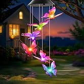 Winzwon Solar Wind Chimes, Christmas Gardening Butterfly Gifts for Women | Unique Birthday Small Gifts for Mom Grandma Nana Wife Sister Auntie, Solar Lights Outdoor Decor for Garden Yard Patio Porch