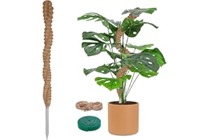 CANDYFOUSE Moss Pole for Plants Monstera - 25 Inch Bendable Plant Stakes for Indoor, Moss Poles for Climbing Plants, Handmade Coco Coir Pole Plant Support for Creeper Plants Grow Upwards（Palm Twist-Style）
