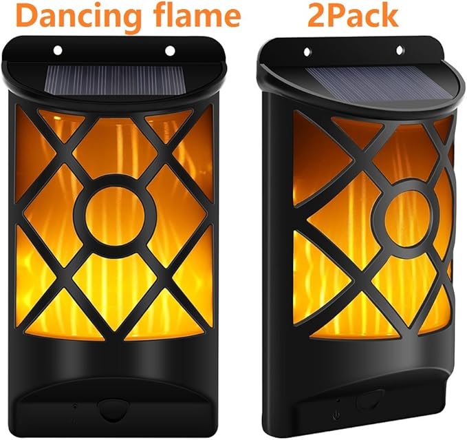 CINOTON 66 LED Solar Garden Lights,Flickering Flame Solar Security