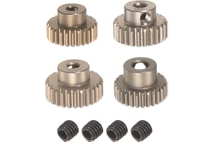 uxcell 48P Pinion Gear Set 5mm Shaft 25T 26T 27T 28T Aluminum Alloy Motor Gears for 1/10 RC Car (4pcs)