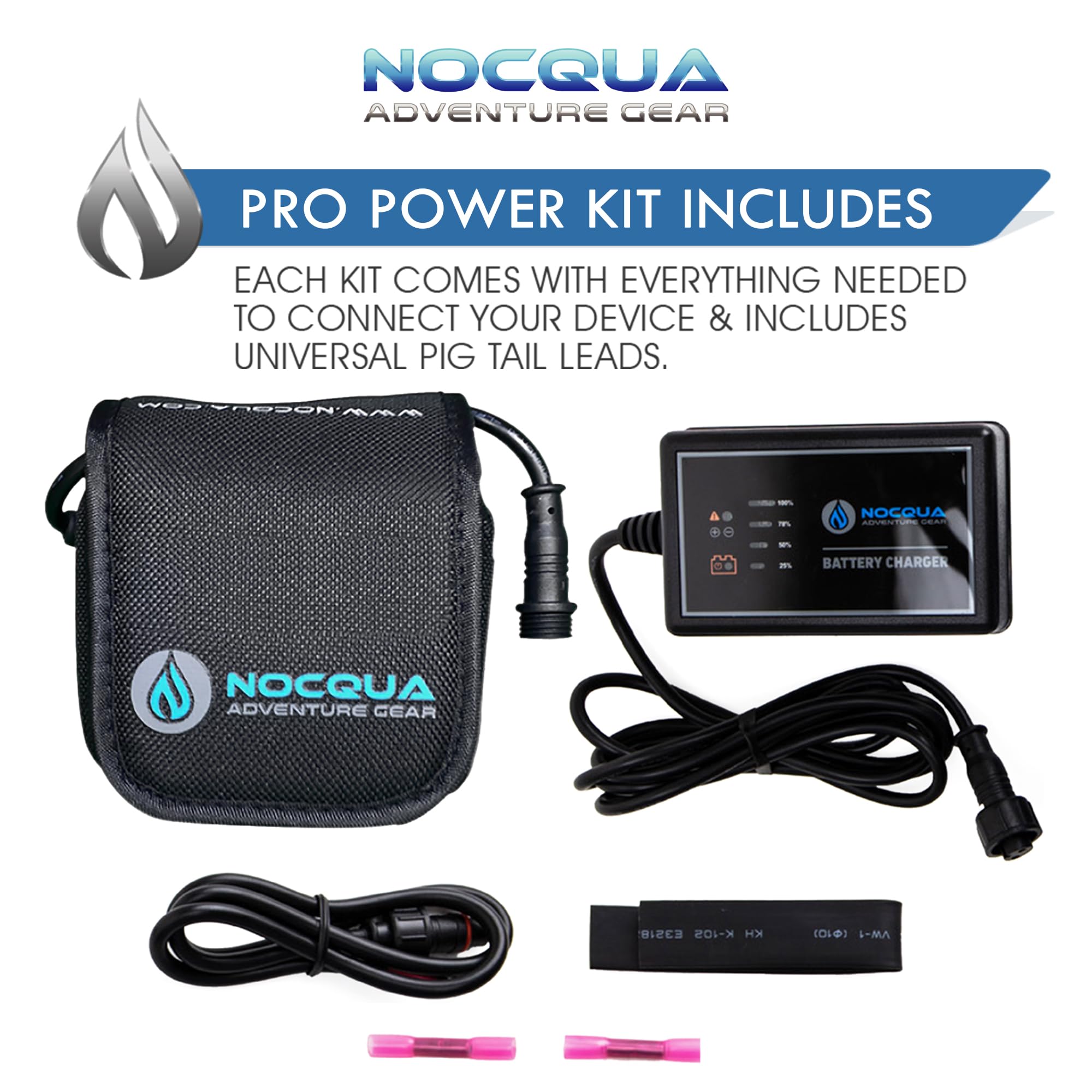 NOCQUA Pro Power Water-Resistant Battery & Charger Kit - Compatible with GPS, Depth & Fish Finders, & Most 12 Volt Electronics