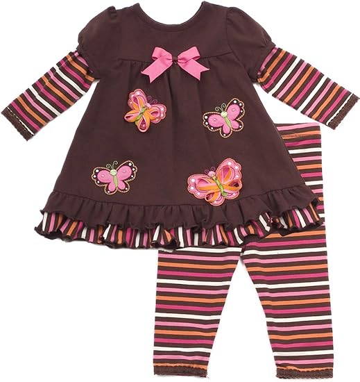 Buy Rare Editions Baby Girls' Legging Set, Brown/Stripe, 24 Months at