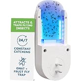 BugMD No Buzz Zone Fruit Fly Trap for Indoors with UV Light | Plug in Gnat Catcher and Mosquito Killer for House, Honey Scent Bait | 1 Device + 1 Refill