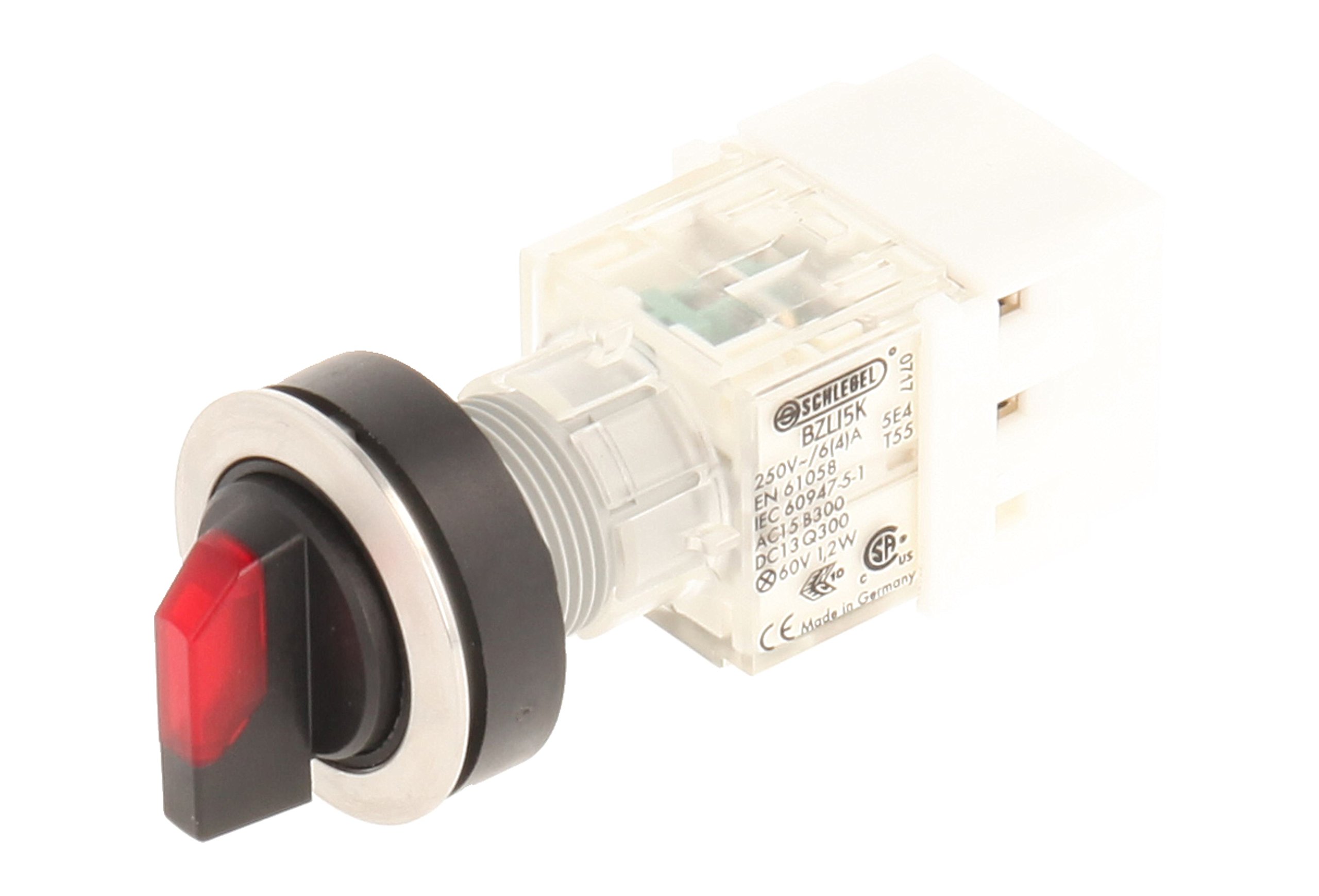 Club 23.001.362 Light 2 Positions Selector Latching Stainless Steel Contact Button Sensor LED Lamp Holder t5,5 K 1 N/O Contact 24 V, SCREW ON, RED (Pack of 2)