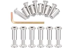 PGMJ 40 Sets Silver Metric Hex Screw Bit Set - M6 Metal Deck Screws for Furniture Screw Socket Cover Bolt, Baby Bed Furniture, Assorted Nuts and Bolts (M6x30mm-D)