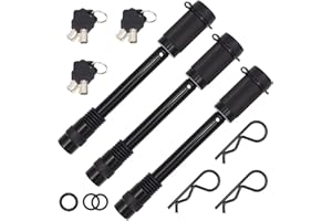 TowWorks 79833 Keyed Alike 5/8" Trailer Hitch Lock with Extra Long 4-1/2" Span, Double Safety Tow Hitch Locking Pin for 3" Receivers and Adjustable Channel Mounts, 3-Pack