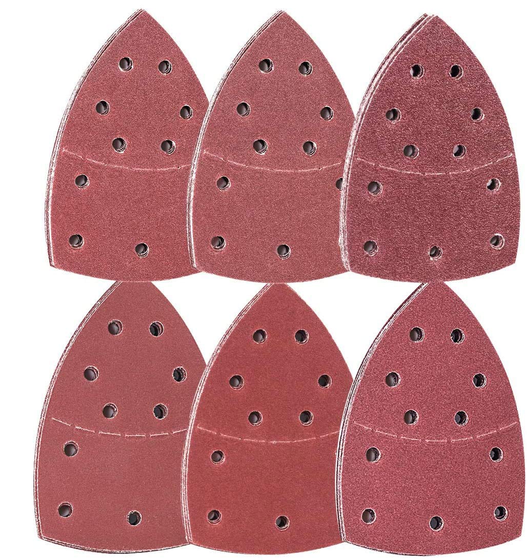 MALAYAS 60PCS Sanding Sheets, Hook and Loop Mouse Sander Pads Sander Paper for Multi-Sanders,10Pcs Each Assorted 40/60/80/120/180/240 Grits, Including All grit Grades, Coarse to Fine