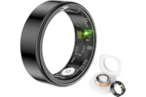 WALPCK Smart Ring Health Tracker, Anillo Inteligente para Hombre, Health Rings for Women & Men, Long Lasting Batteries Sleep Ring, Waterproof Fitness Tracker (Black, 10#)