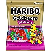 HARIBO Goldbears Wild Berry Gummi Candy, Fruit Flavored, 5 oz Share Size Bag (4 PACK)