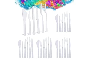 Plastic Spatula Palette Knives Set 30Pcs(5 Pack), KELIFANG Painting Knife for Mixing, Spreading, Scratching, Layering Colors,