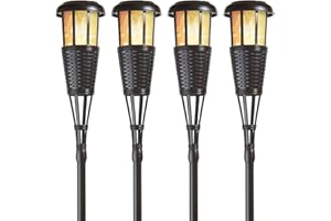 Newhouse Lighting FLTORCH4-B Solar-Powered Flickering Flame Outdoor Island Torches, 4-Pack, Dark Chocolate,Black