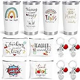 UAREHIBY 12 PCS Teacher Appreciation Gifts in Bulk, 20 OZ Wine Tumbler Teacher Gifts, Graduation Gift with Keychain,Best End of Year Teachers Gift with Cosmetic bag for Women Men
