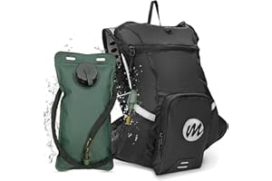 Moman Hydration Backpack with 2L Water Bladder, 600D PU Durable Hiking Backpack, Adjustable Strap & Removable Tool Pouch for 