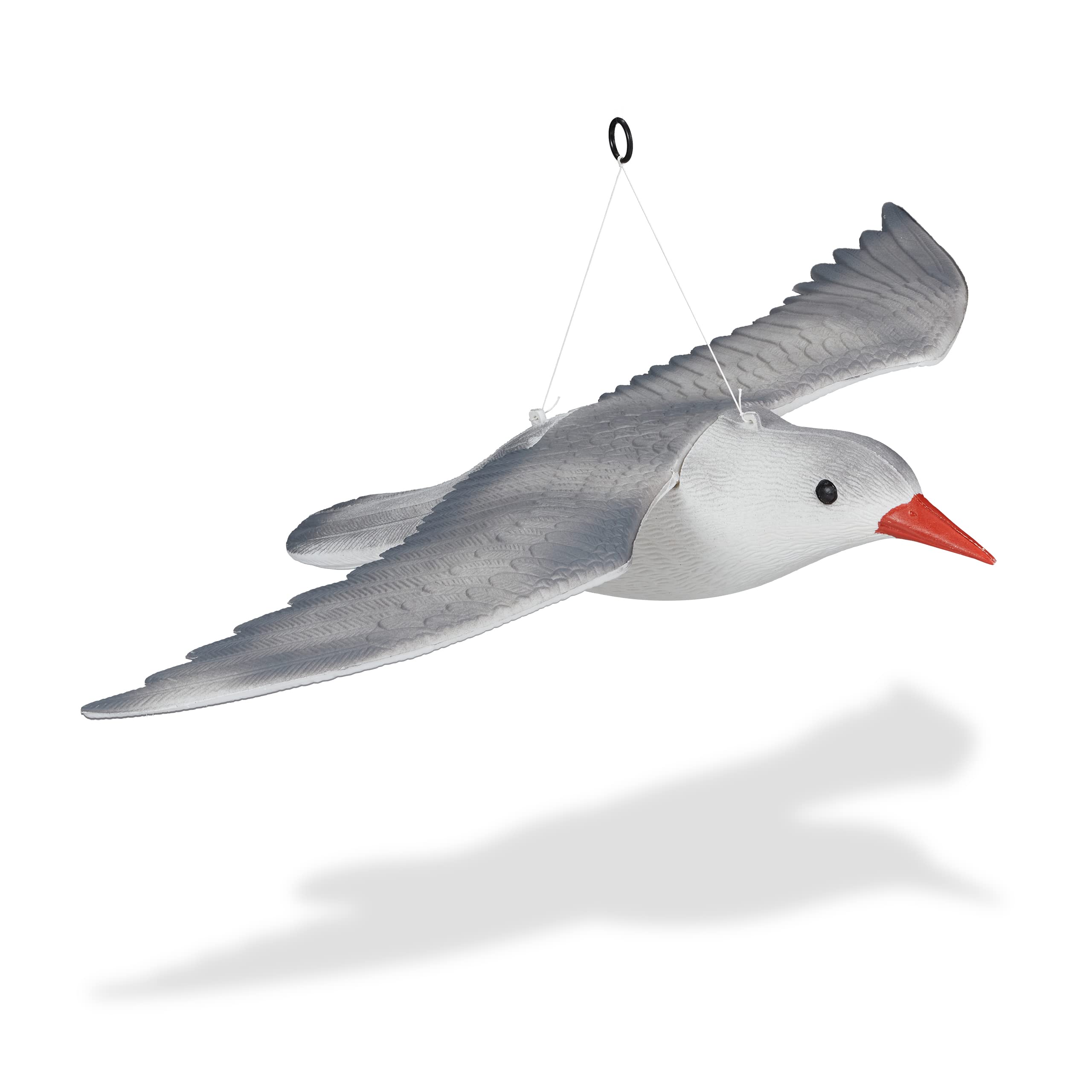 Relaxdays Bird Deterrent, Scarecrow, Seagull, Fly, Garden, Plastic Decoy, Deter, Balcony, Pigeon Repellent, White/Grey