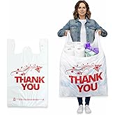YoYoRain Oversized Thank You Plastic Bags with Handles – 50 Pack, 20x10x36, 20 Microns Thick, Heavy Duty White T-Shirt Bags for Retail & Grocery Use