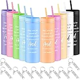 Mumufy 20 Pcs Employee Appreciation Gifts Bulk Thank You Team Employee Gifts with 16oz Skinny Tumbler Keychains for Social Worker Staff Teacher Nurse Coworker(Fresh Color)