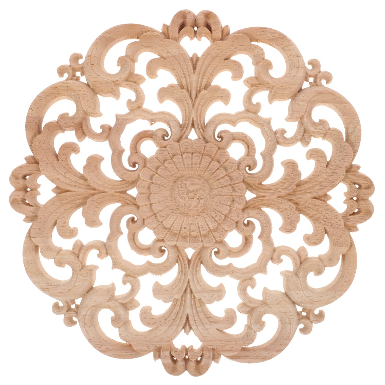 BESPORTBLE Wood Carved Decal: Unpainted Wood Applique, Wooden Wall Decors, European Style Carved Decal for Home Furniture Decoration 24cm