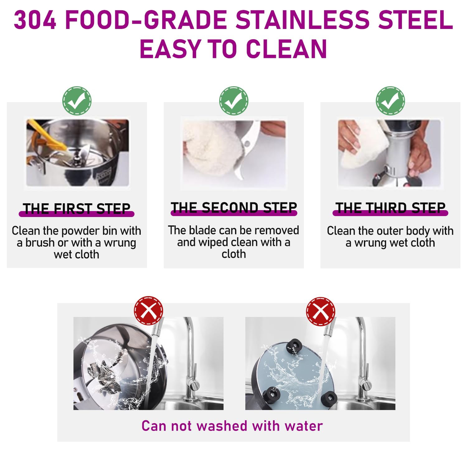 750g Grain Mill, 304 Stainless Steel Spice Grinder, 2800W High-speed Commercial Flour Mill, Superfine Flour Mill Grinder for Home, Grain Mill for Flour