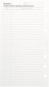 Filofax Personal Birthdays Anniversaries Special Occasions Refill 95x171mm 6