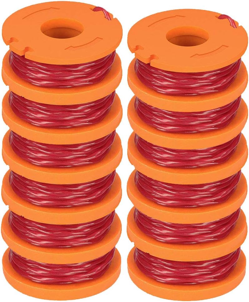 TOPEMAI WA0010 Replacement Trimmer Spool Line 0.065” for Worx WG154 WG163 WG160 WG180 WG175 WG155 WG151 String Trimmer (12 Spools + 3 Caps) : Garden & Outdoor
