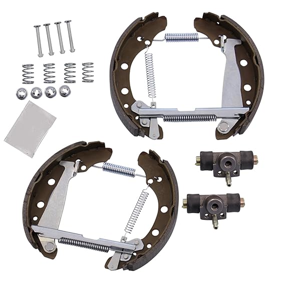 1x Bremsbackensatz vormontiert mit Radbremszylinder hinten Hinterachse,