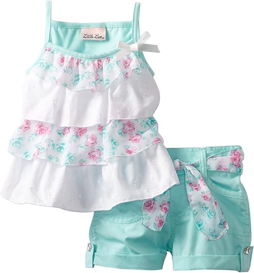 Little Lass Little Girls' 2 Piece Short Set With Ruffles