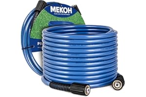 MEKOH 32ft Kink Resistant Pressure Washer Hose, 3400PSI 1/4" Power Washer Hose, M22-14mm Brass Fitting, High Pressure Replacement Hose for Electric, Hose Extension for Car Wash, Patio & Garden Clean