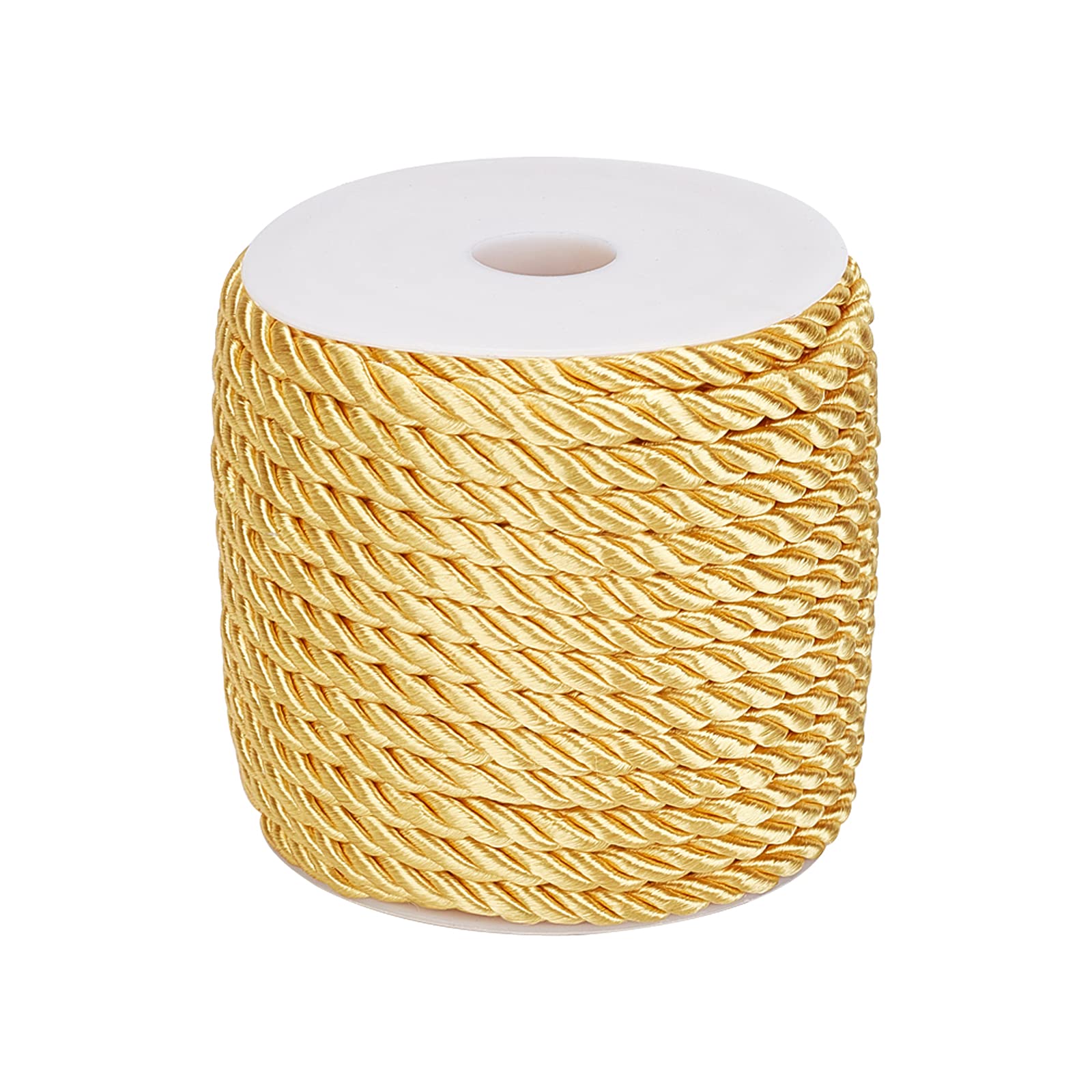 PH PandaHall 59 Feet 5mm Yellow Twine Cord Rope 3 Braided Cord Thread Decorative Twisted Satin Polyester String Thread for Curtain Tieback Gift Bags Rope Handles Handbags Handles and DIY Craft Making