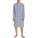 Latuza Men's Lightweight Cotton Nightshirt Long Sleeve Nightgown