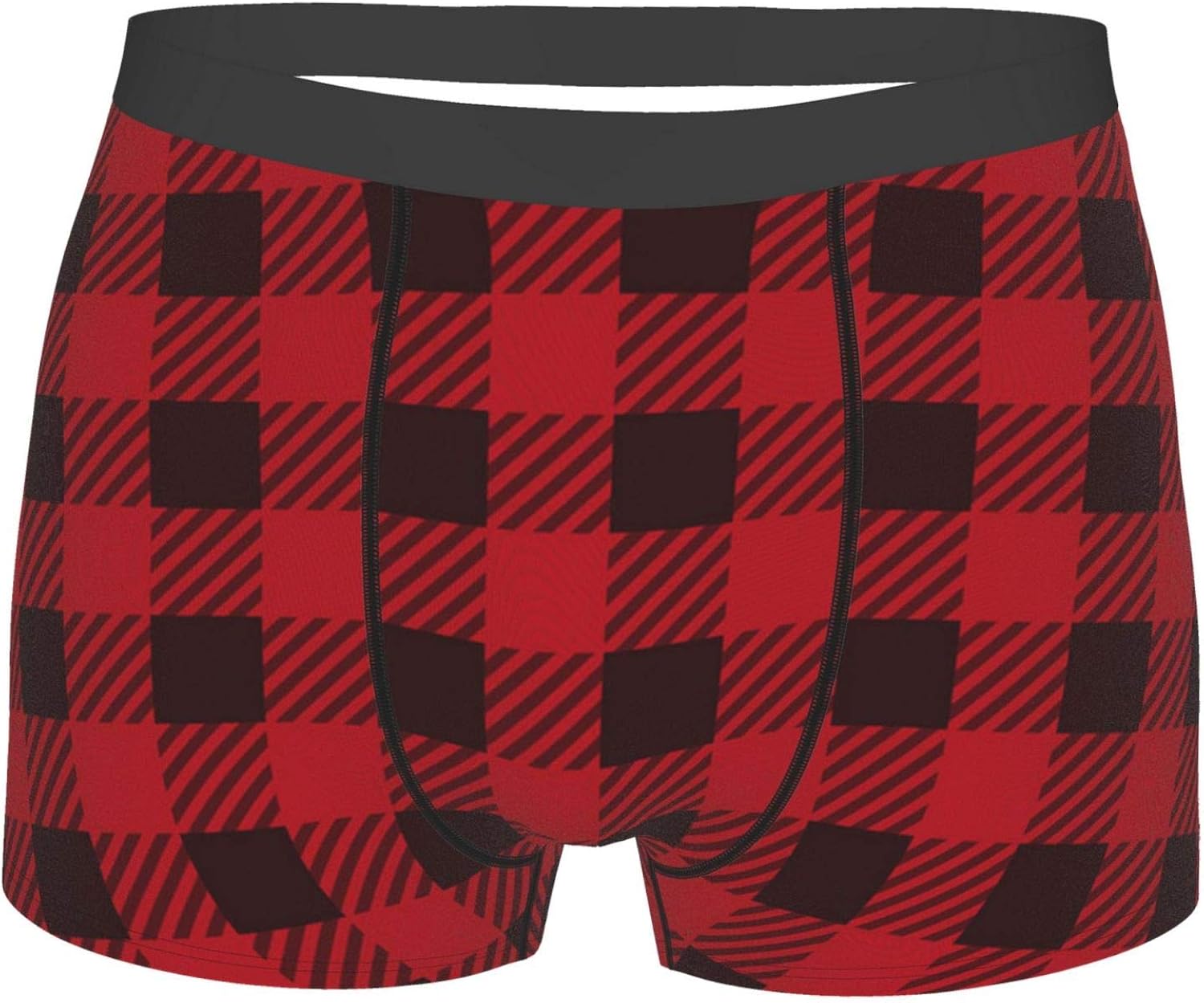 Lumberjack Plaid Red Black Men's Underwear Boxer Briefs Comfortable Low Rise Trunks SXXL