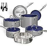 Deluxe DUXANO 14PC Healthy Pots and Pan With 9H Anti-scratch Coating, 2-Layer Non-Stick Ceramic&PFAS Free, Sensitively&Evenly Induction Cooking, Enhanced Flavor with Infrared Cookware, Dishwasher Safe