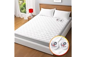 VALTHIE Heated Mattress Pad Queen Size,Dual Controller Electric Mattress Pad with Preheat Functions,Bed Warmer with 12 Heat Settings & 1-12 Hours Auto Shut Off,Machine Washable(60"x80",White)