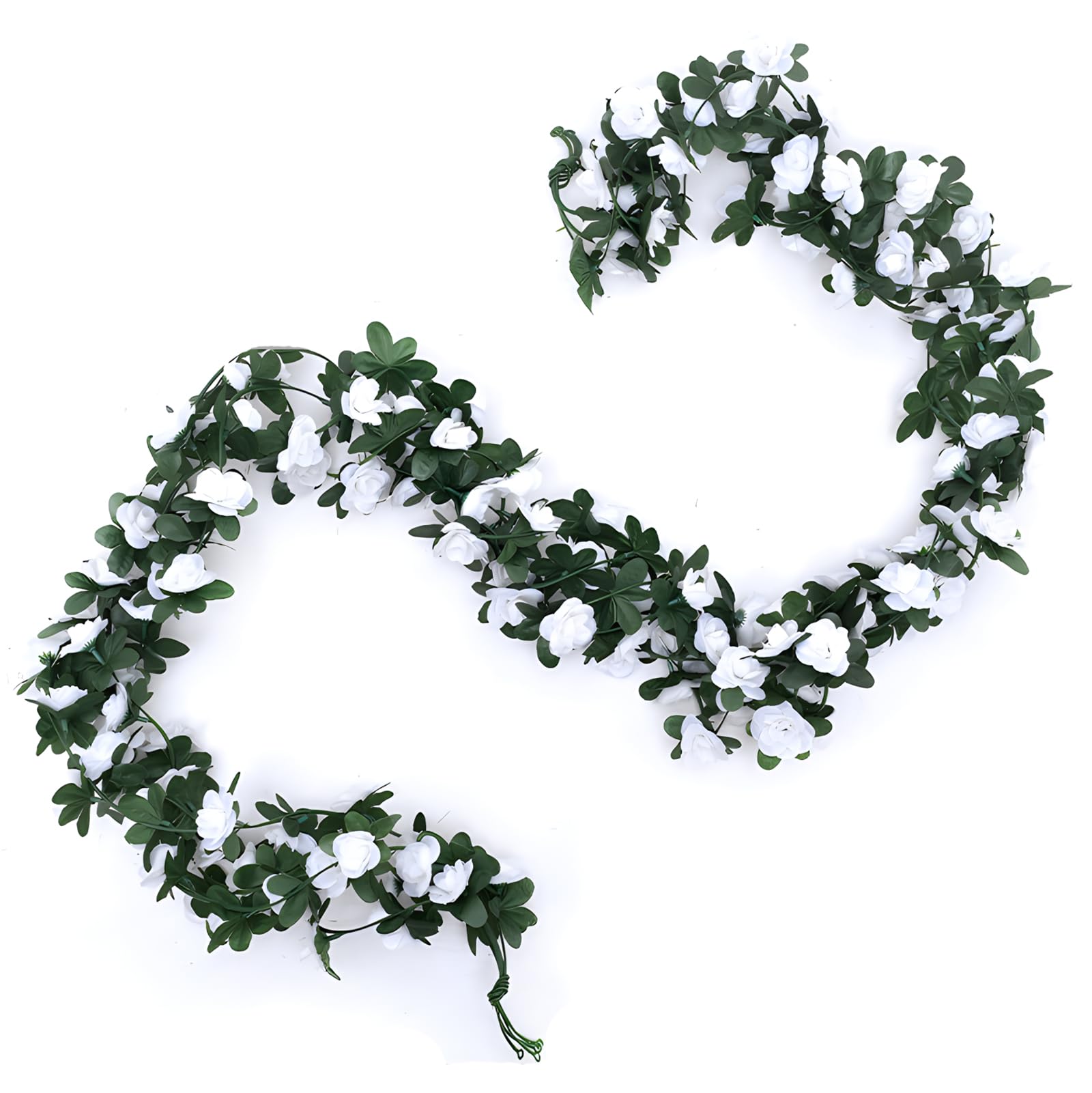 JYJLLM Artificial Flowers Garlands - 45 simulated roses Artificial Flower Vines for Decorations, Faux White Rose Floral Arch with Realistic Design for Home, Garden, Indoor/Outdoor (white)