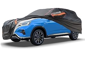 DINGHAO Car Cover Waterproof All Weather, 6 Layers Full Exterior Covers with Zipper Cotton, Mirror Pocket. Outdoor Car Cover UV Snow Rain Wind Dust All Weather Outdoor Protection for SUV (185-190 inch)
