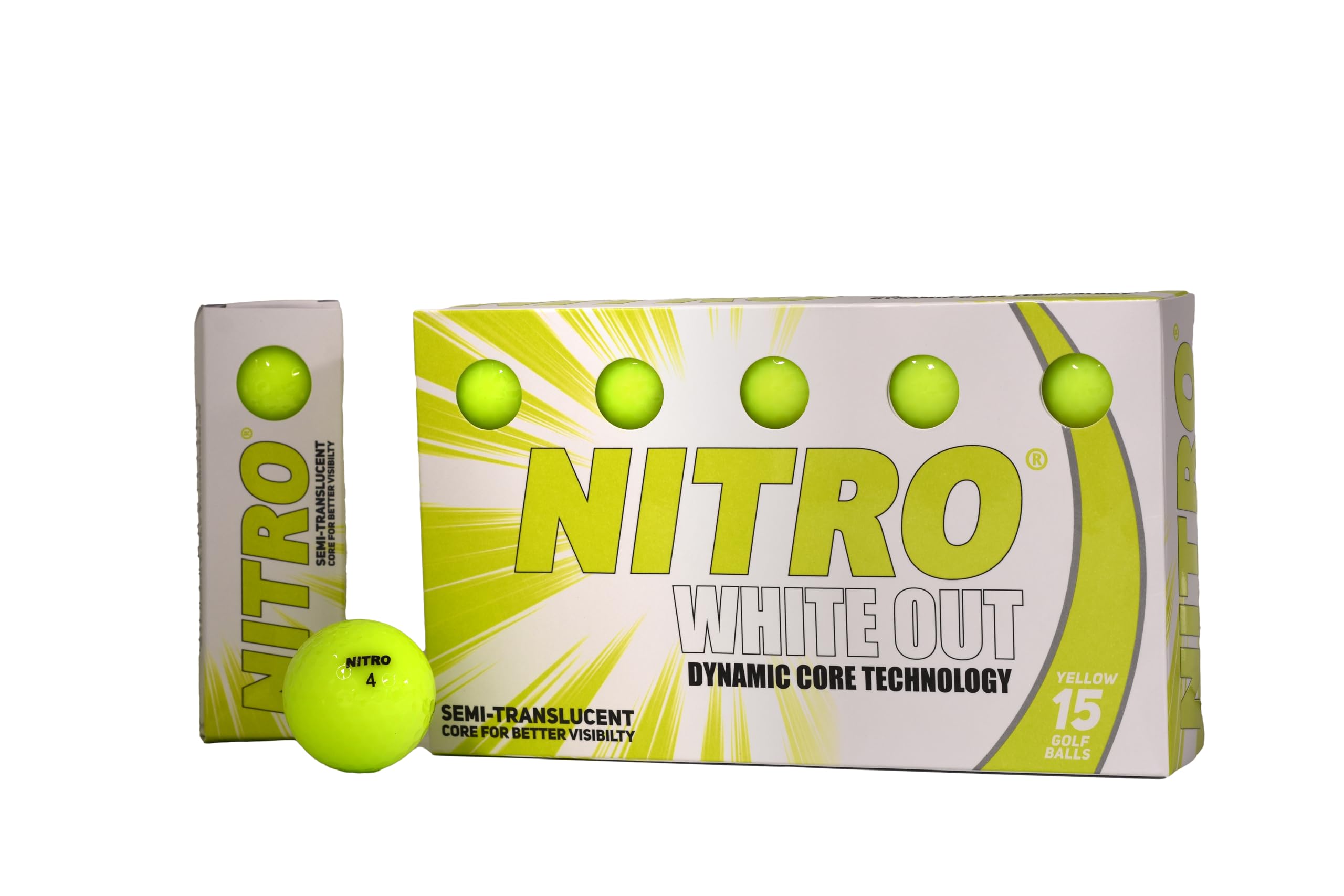 Nitro White Out Golf Balls (Pack of 15) - Yellow