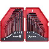 EFFICERE 30-Piece Premium Hex Key Allen Wrench Set, SAE and Metric Assortment, L Shape, Chrome Vanadium Steel, Precise and Chamfered Tips | SAE 0.028-3/8 inch, Metric 0.7-10 mm | In Storage Case