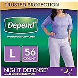 Depend Night Defense Incontinence Underwear for Women, Disposable, Overnight, Large, Blush, 56 Count (4 Packs of 14) (Packagi