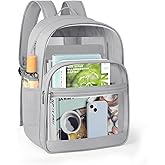 KIMNERPU Clear Backpack, Heavy Duty Transparent Bookbag for School, Fabric & PVC Transparent Backpack with Reinforced Strap for Women Men, Capacity Clear Bag for College, Travel, X-Large Grey