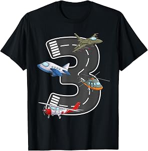 Little Pilot 3rd Birthday Party 3 Three Years Old Airplane T-Shirt