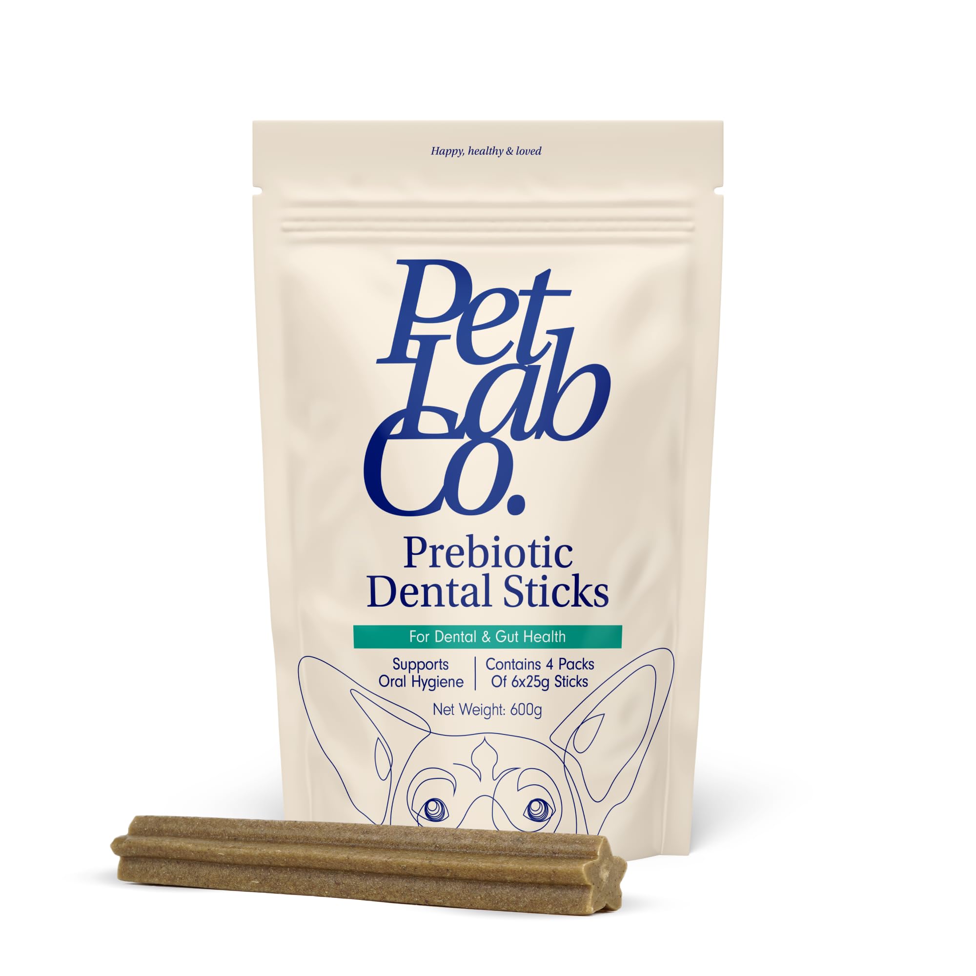 Petlab Co. Prebiotic Dental Sticks, Dog Dental Sticks To Target Plaque Build-Up At The Source & Keep Breath Fresh, 600 grams