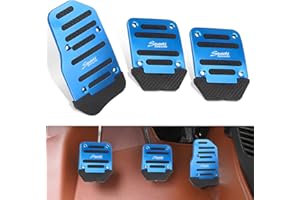 awlbed 3 PCS Car Manual Transmission Pedal Pads, Brake Throttle Clutch Anti-Slip Wear-Resistant Pedal Cover Kit, Non-Drilling Thickened Alloy Pedal Cover Replacement, Universal for Cars (Blue)