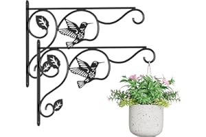 BBTFAA 2 Pack Heavy Duty Plant Hooks for Hanging - 12 Inch Metal Wall Hangers Indoor/Outdoor, Sturdy Plant Bracket for Bird Feeders, Planters, Lanterns, Wind Chimes - Patio, Garden, Home Decor (Black)