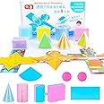 EXBEPE 3D Geometric Solids Geometric Shapes 8 Solids Shapes and 1 Cylinder Cone Volume Surface Area Demonstrator Set Teacher Aids Math Helper School Supplies