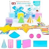EXBEPE 3D Geometric Solids Geometric Shapes 8 Solids Shapes and 1 Cylinder Cone Volume Surface Area Demonstrator Set Teacher Aids Math Helper School Supplies