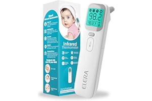 Elera Ear Thermometer for Kids, Baby Thermometer with Forehead and Ear Mode for Adults, Infant, Kids and Toddler, Touchless and 1 Second Reading with Fever Alarm and Mute Function, LCD