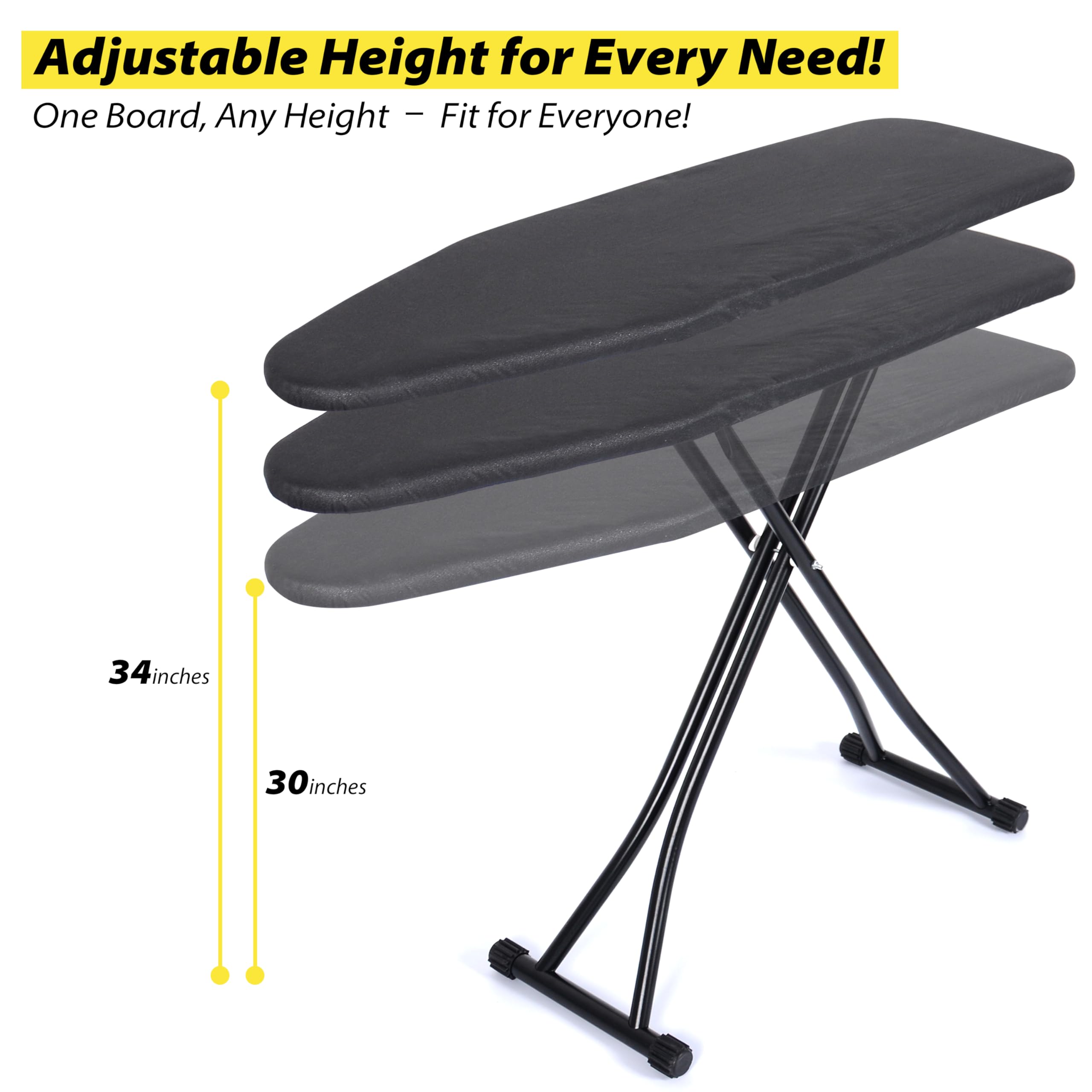 Ironing Board-Foldable Adjustable Height Iron Board with Heat-Resistant Cover - Lightweight and Durable for Home Use