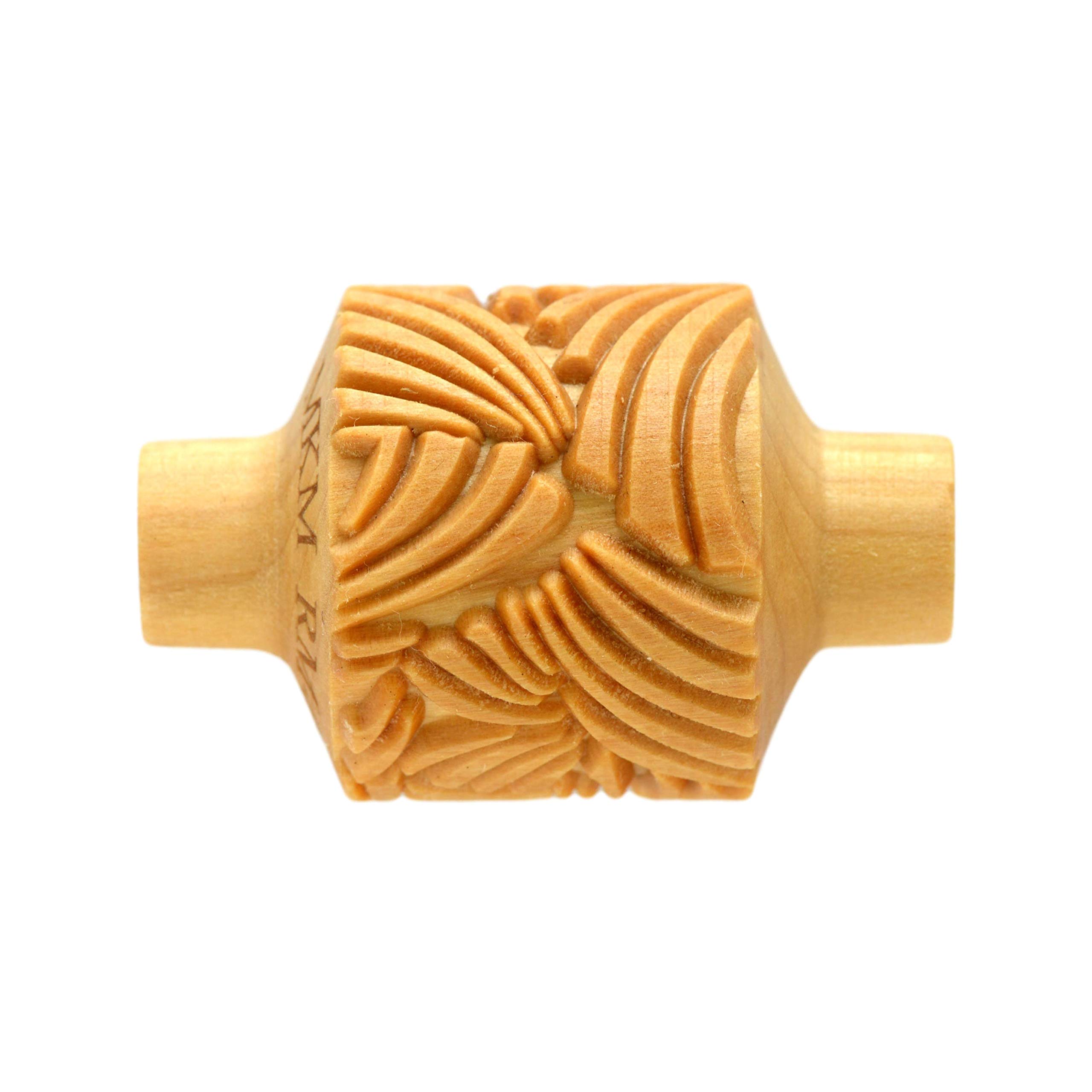 MKM Pottery Tools Wood Medium Handle Rollers for Clay (RM-024 Wild Organic Abstract)