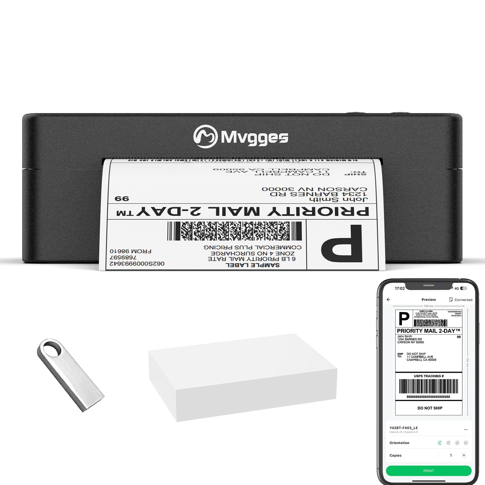 Photo 1 of Mvgges Shipping Label Printer Bluetooth, 4X6 Thermal Label Printer for Shipping Packages, Support Windows, Mac, iOS, Android, Used for Amazon, Ebay, UPS, USPS, Shopify