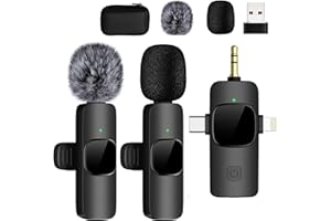 Tearstone Wireless Lavalier Microphones, 4-in-1 Universal Receiver for Android iPhone iPad laptop & Camera, USB-C, Wireless Mini Microphone for Video Recording, Vlog, YouTube, TikTok